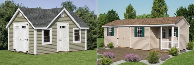 New England and Cottage Vinyl Sheds. Vinyl shed are more durable in the long run.