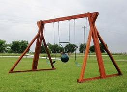 Stand alone Space Saver swing sets are perfect for families with smaller yards.