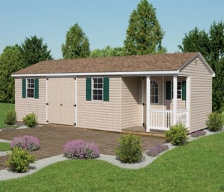Vinyl Cottage shed available at Swingset Warehouse