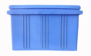 Plastic storage bin with lid are better for storing things in vinyl sheds