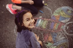 Chalk drawing on sidewalks are a great way for kids to get fresh air as well as work their creativity.