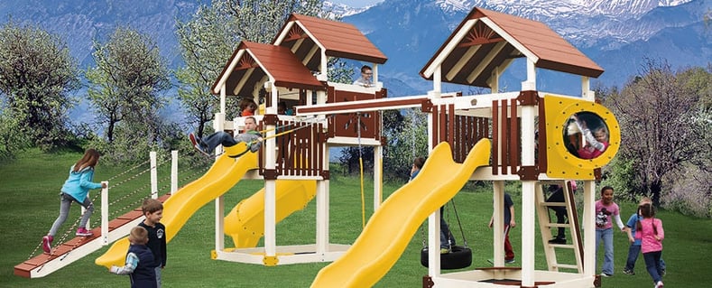 RL6 CCombo Tower vinyl swingset. Will your swing set grow with your family?